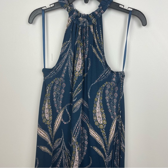 Ann Taylor Loft Halter Dress Blue Pink Paisley Floral Print Sleeveless NWT XS - Picture 3 of 7